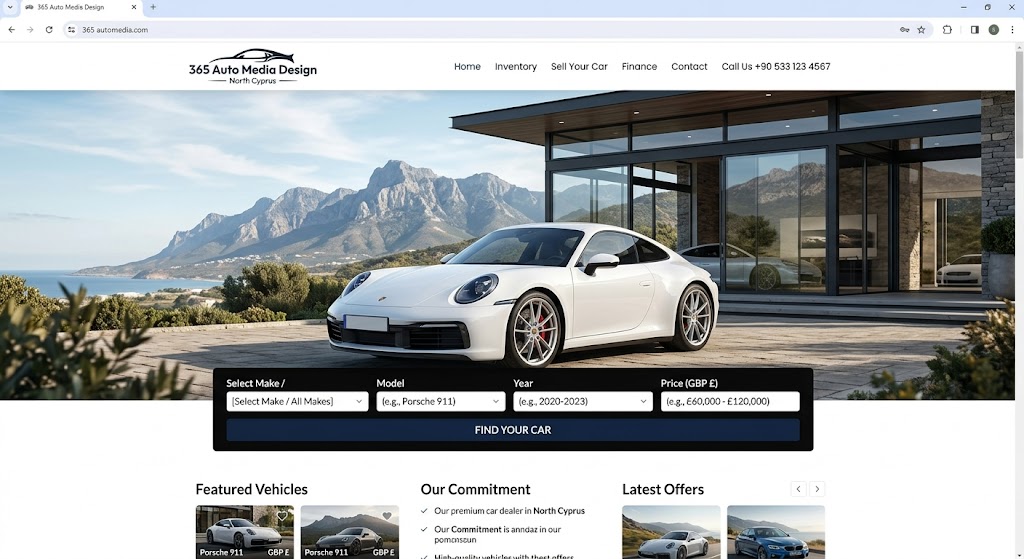 Car dealer website with search filters