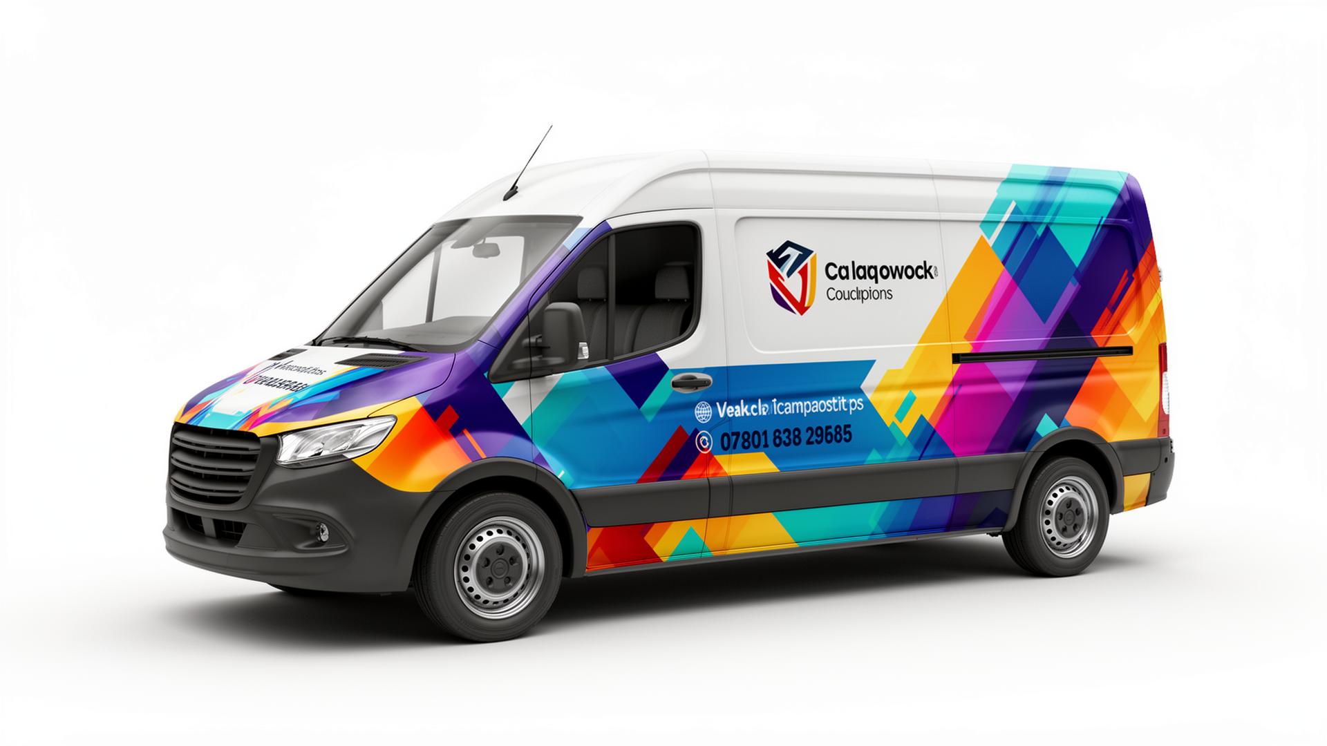 Professional vehicle wrap branding design on a delivery van